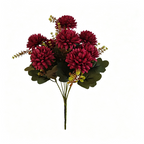 Chrysanthèmes en soie artificielle, bouquet de 8 tiges, 37 cm, idéal pour décoration de mariage et intérieur, 48 fleurs, sans vase