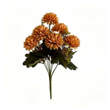 Chrysanthèmes en soie artificielle, bouquet de 8 tiges, 37 cm, idéal pour décoration de mariage et intérieur, 48 fleurs, sans vase