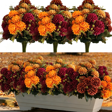 Chrysanthèmes en soie artificielle, bouquet de 8 tiges, 37 cm, idéal pour décoration de mariage et intérieur, 48 fleurs, sans vase