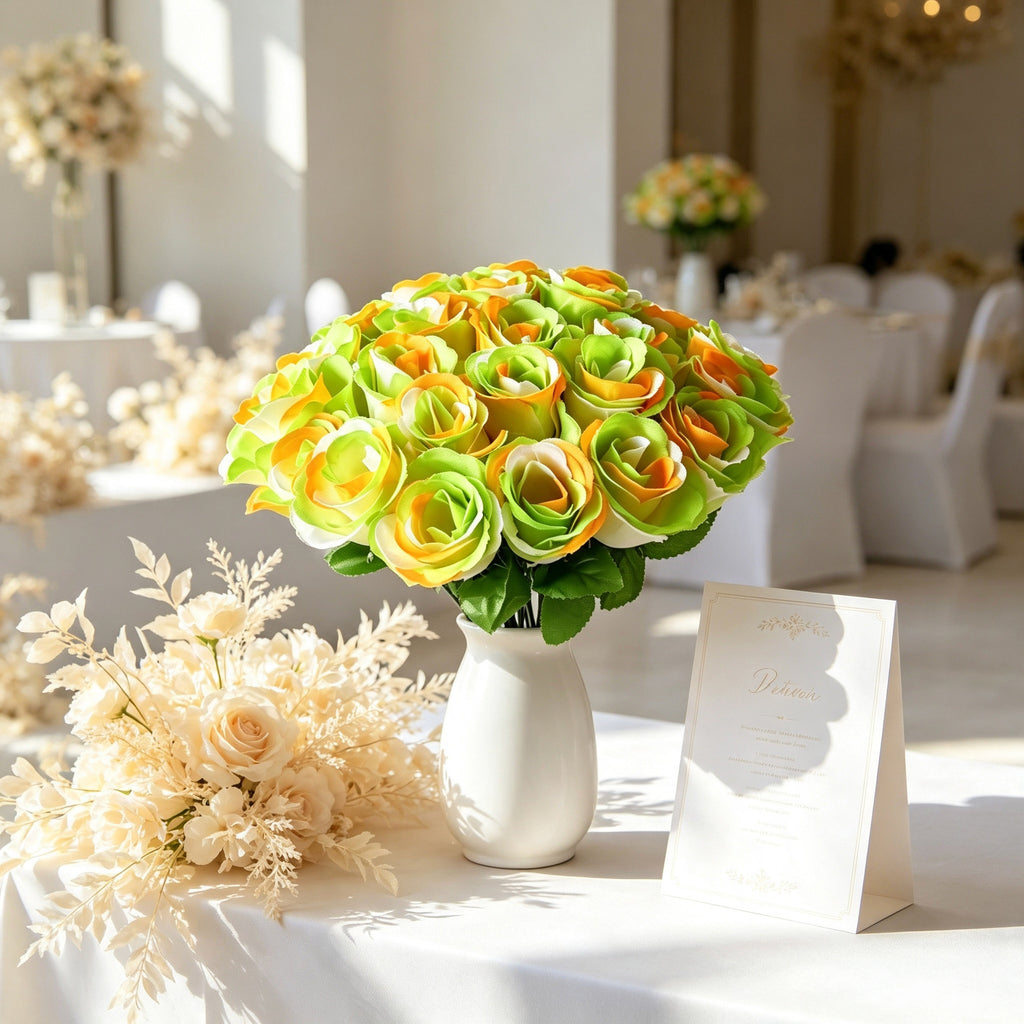 Fleurs artificielles roses paon, tige unique 33 cm, 12 pièces, décoration élégante pour mariage et événements