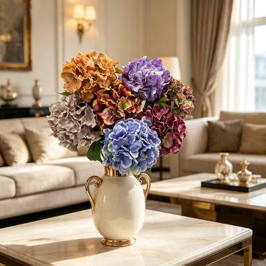 Bouquet artificiel Hydrangea vintage automne 57cm - Décoration murale, mariage, terrasse, café, mémoire