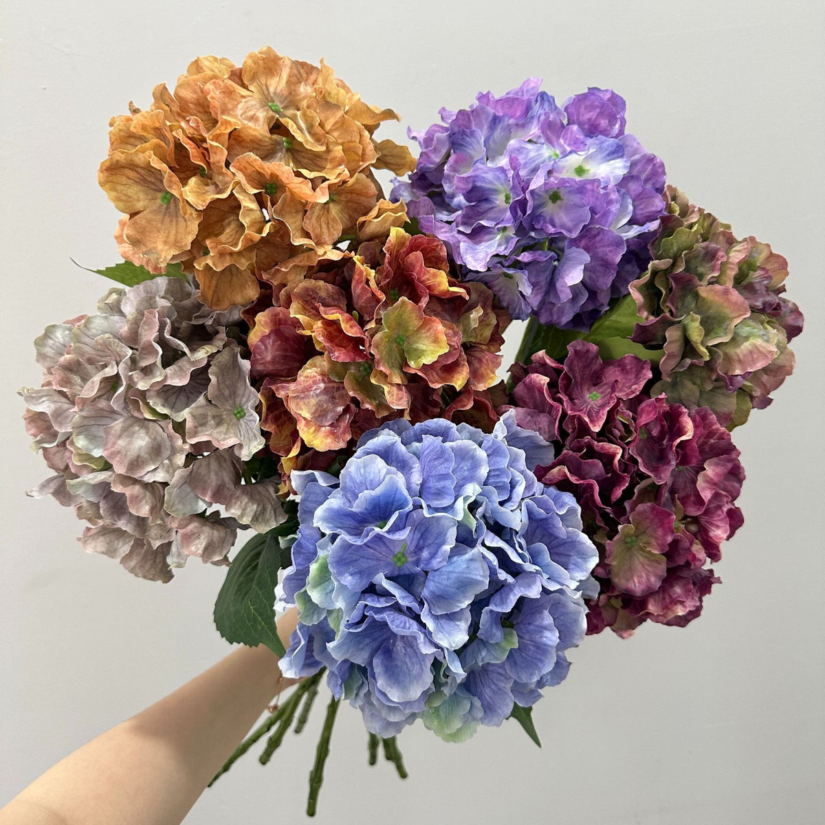 Bouquet artificiel Hydrangea vintage automne 57cm - Décoration murale, mariage, terrasse, café, mémoire
