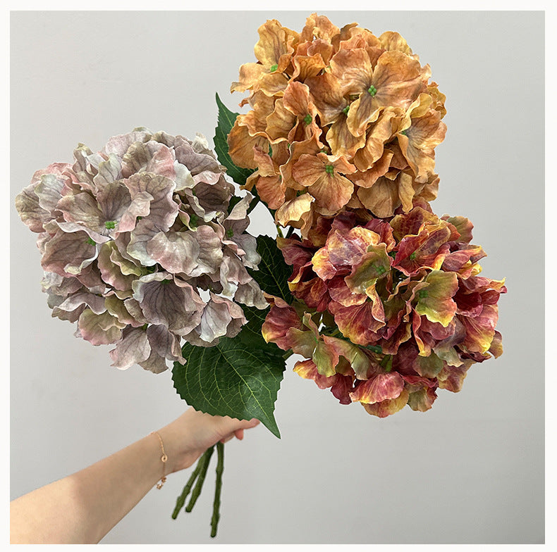 Bouquet artificiel Hydrangea vintage automne 57cm - Décoration murale, mariage, terrasse, café, mémoire
