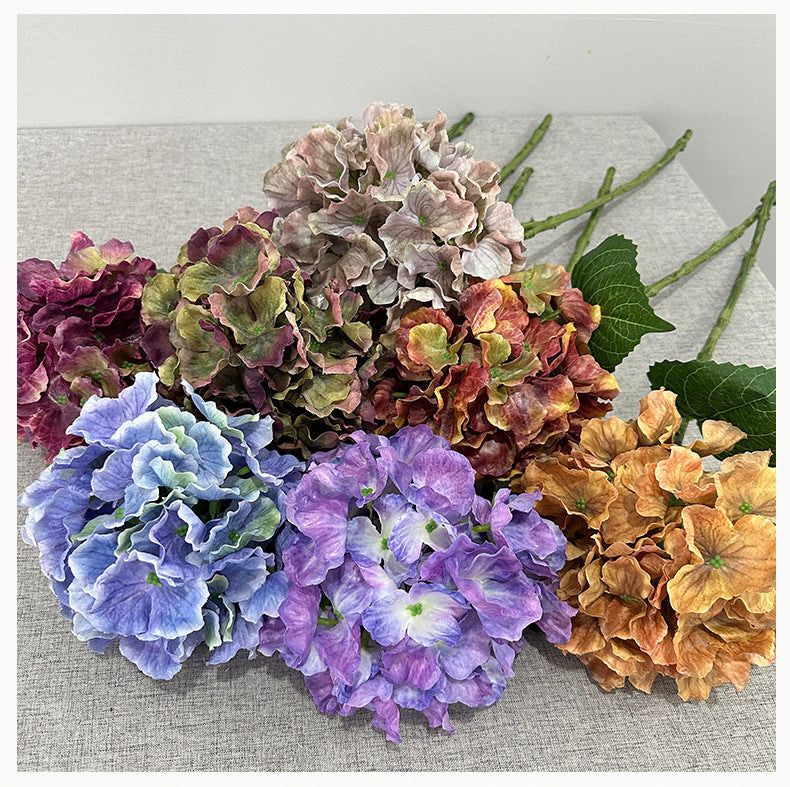 Bouquet artificiel Hydrangea vintage automne 57cm - Décoration murale, mariage, terrasse, café, mémoire