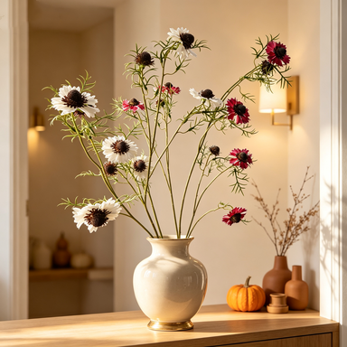 Fleurs artificielles Cosmos, style champêtre, 118 cm, soie, décoration mariage et maison