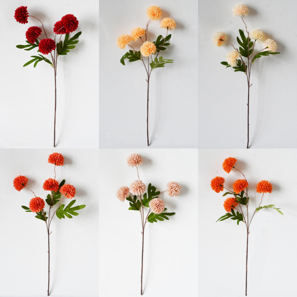 Bouquet de Chrysanthèmes en Soie, 52 cm, Décoration Élégante pour Mariage et Intérieur, Style Rétro Français