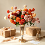 Bouquet de Chrysanthèmes en Soie, 52 cm, Décoration Élégante pour Mariage et Intérieur, Style Rétro Français