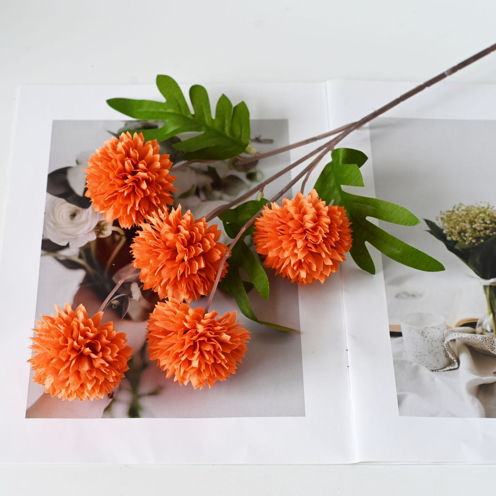 Bouquet de Chrysanthèmes en Soie, 52 cm, Décoration Élégante pour Mariage et Intérieur, Style Rétro Français