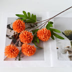 Bouquet de Chrysanthèmes en Soie, 52 cm, Décoration Élégante pour Mariage et Intérieur, Style Rétro Français