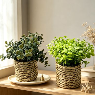 Plante artificielle en pot, 15 cm, décoration maison, bureau, hôtel, style rétro français, vert foncé ou clair