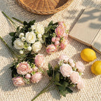 Bouquet de Roses Sweetheart, 34 cm, 7 têtes, idéal pour mariages, décoration événementielle, ambiance romantique