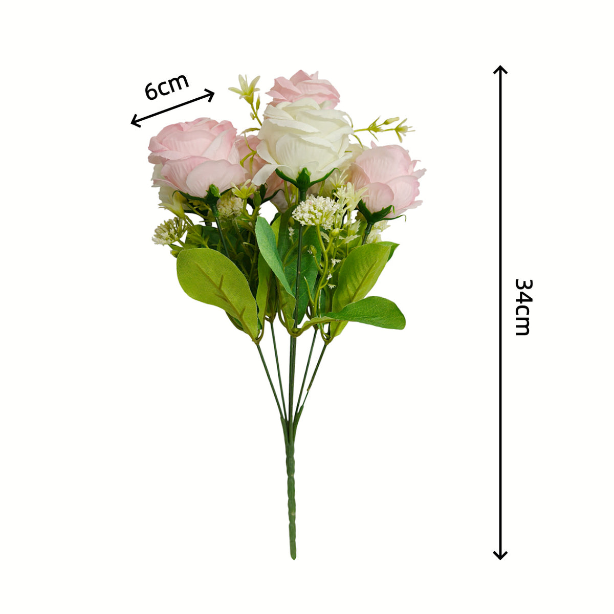 Bouquet de Roses Sweetheart, 34 cm, 7 têtes, idéal pour mariages, décoration événementielle, ambiance romantique