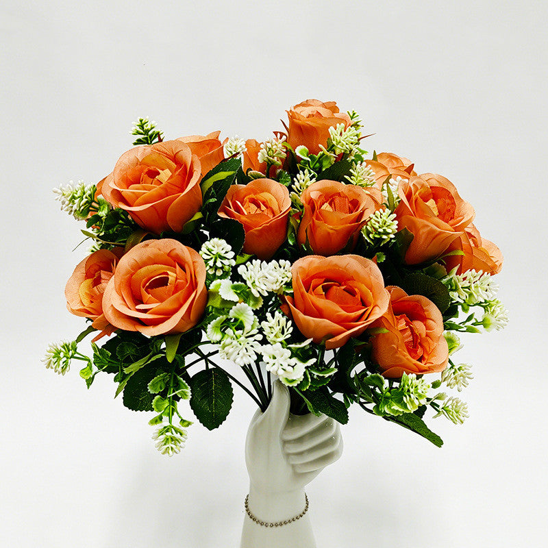 Roses artificielles buisson de roses Xishi, 32 cm, 6 fleurs, décoration intérieure élégante, mariage, hôtel, cadeau