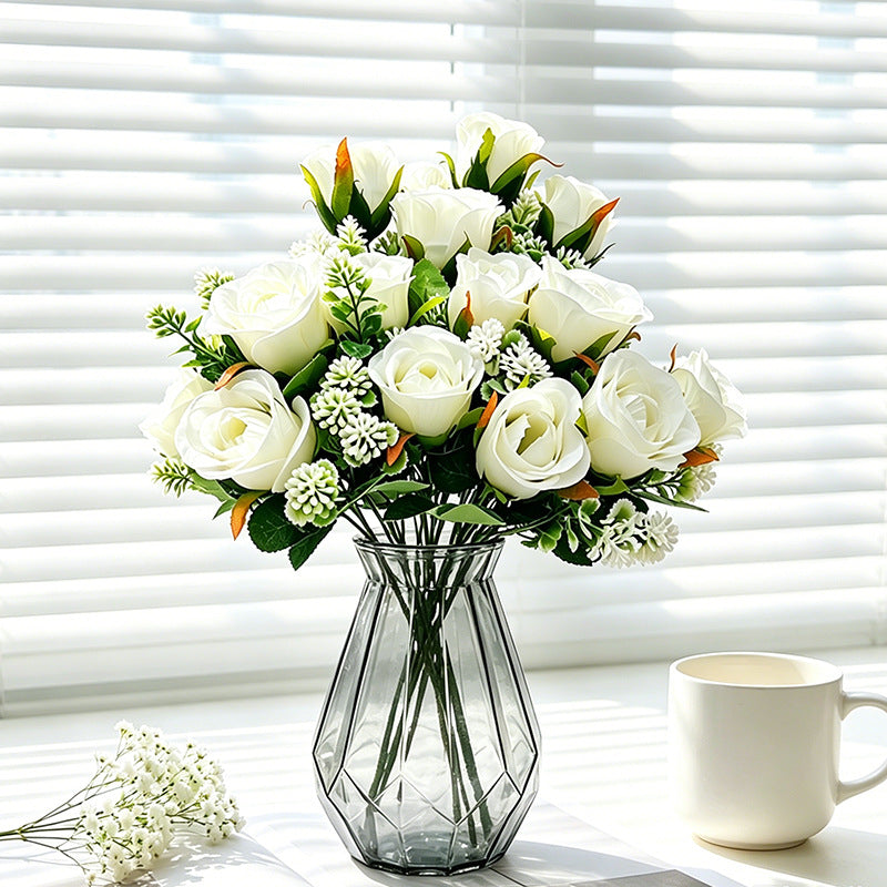 Roses artificielles buisson de roses Xishi, 32 cm, 6 fleurs, décoration intérieure élégante, mariage, hôtel, cadeau