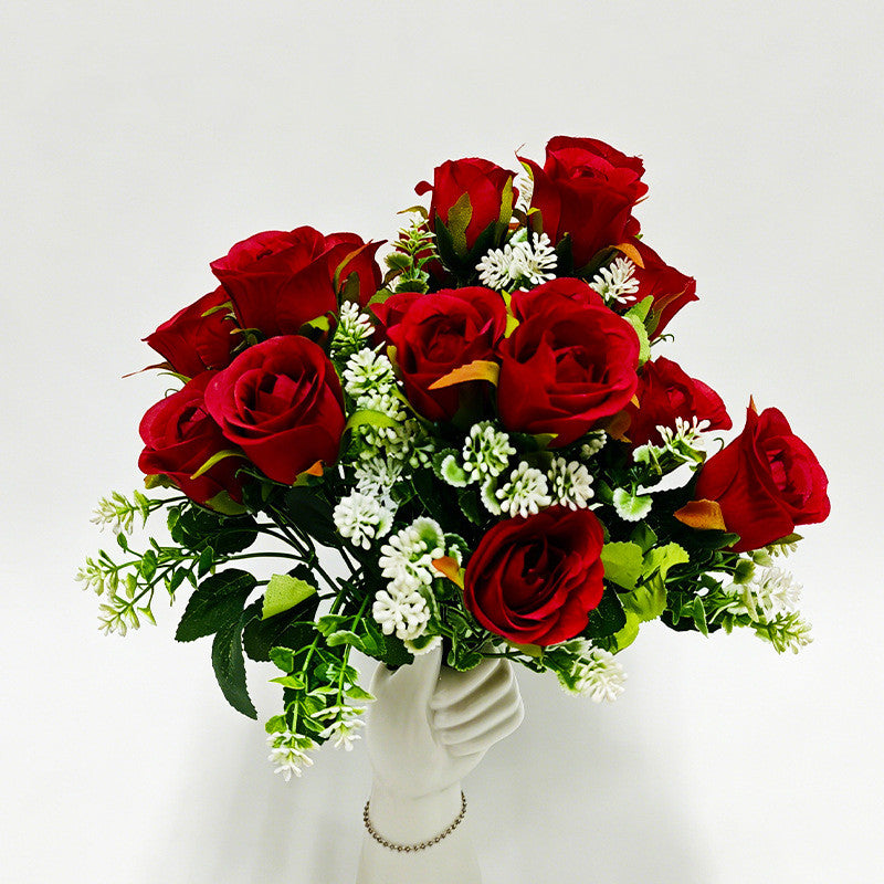 Roses artificielles buisson de roses Xishi, 32 cm, 6 fleurs, décoration intérieure élégante, mariage, hôtel, cadeau