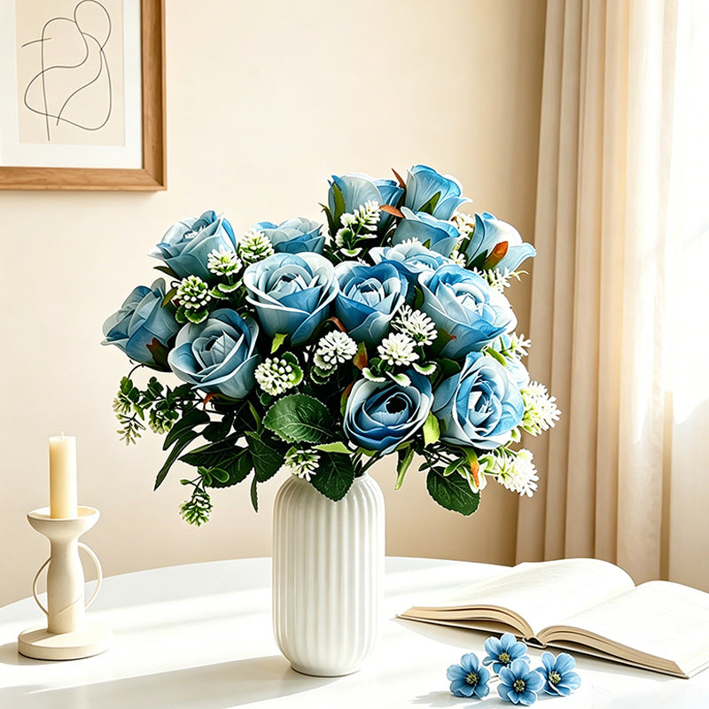 Roses artificielles buisson de roses Xishi, 32 cm, 6 fleurs, décoration intérieure élégante, mariage, hôtel, cadeau