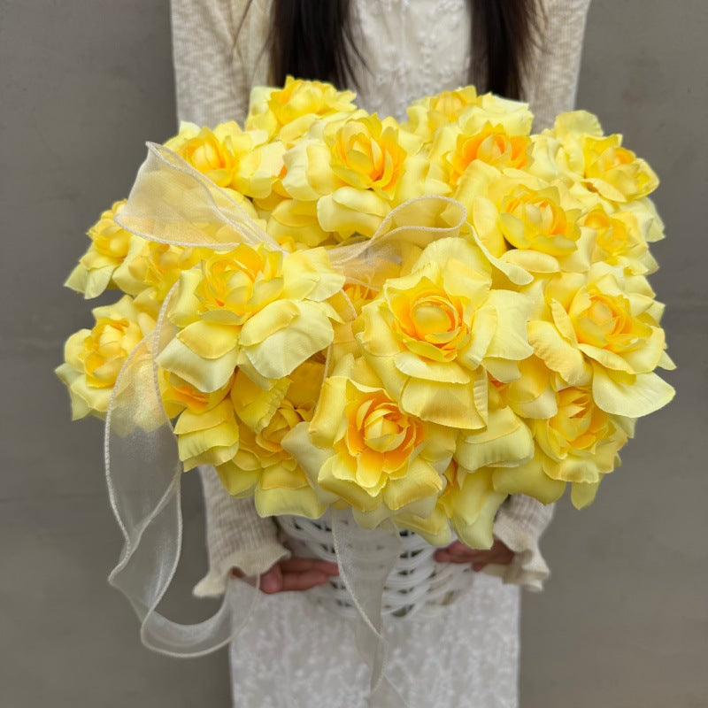 3 Roses à Pétales Déployés en Soie Artificielle, 60 cm, Décoration de Mariage et Intérieur