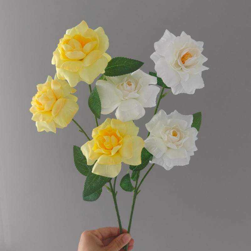 3 Roses à Pétales Déployés en Soie Artificielle, 60 cm, Décoration de Mariage et Intérieur