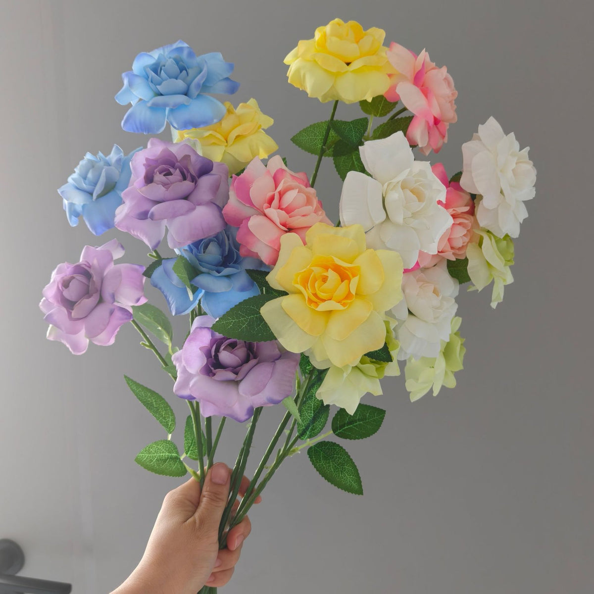 3 Roses à Pétales Déployés en Soie Artificielle, 60 cm, Décoration de Mariage et Intérieur