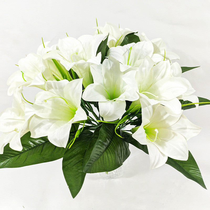 Fleurs artificielles de lys, bouquet de 5 têtes, hauteur 32 cm, soie, décoration intérieure, mariage, cadeau