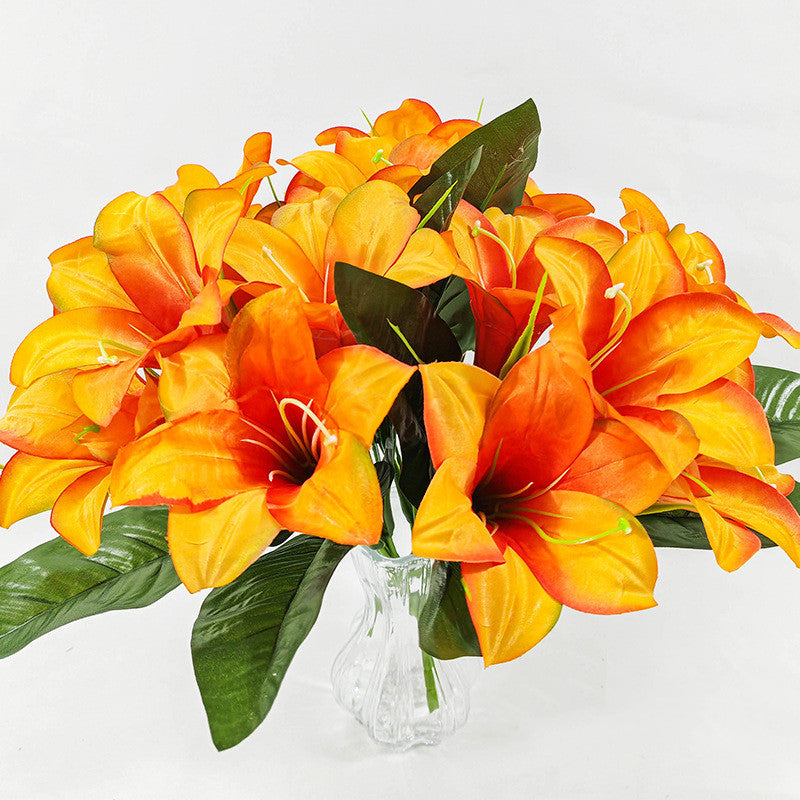 Fleurs artificielles de lys, bouquet de 5 têtes, hauteur 32 cm, soie, décoration intérieure, mariage, cadeau