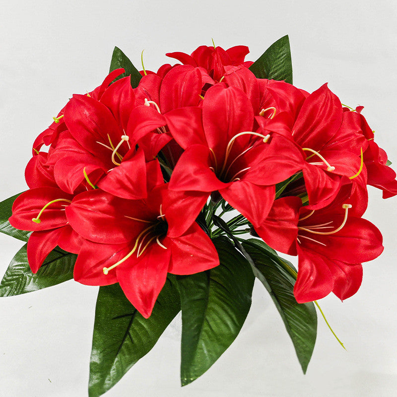 Fleurs artificielles de lys, bouquet de 5 têtes, hauteur 32 cm, soie, décoration intérieure, mariage, cadeau