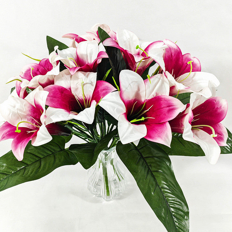 Fleurs artificielles de lys, bouquet de 5 têtes, hauteur 32 cm, soie, décoration intérieure, mariage, cadeau