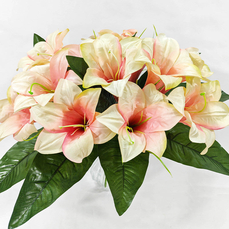 Fleurs artificielles de lys, bouquet de 5 têtes, hauteur 32 cm, soie, décoration intérieure, mariage, cadeau