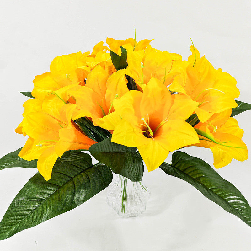 Fleurs artificielles de lys, bouquet de 5 têtes, hauteur 32 cm, soie, décoration intérieure, mariage, cadeau