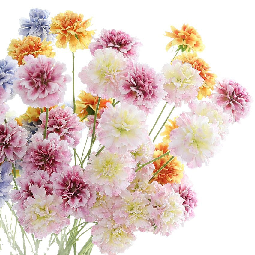 Fleurs artificielles Scabieuse, bouquet de 3 têtes, 80 cm, soie, décoration intérieure, mariage, maison