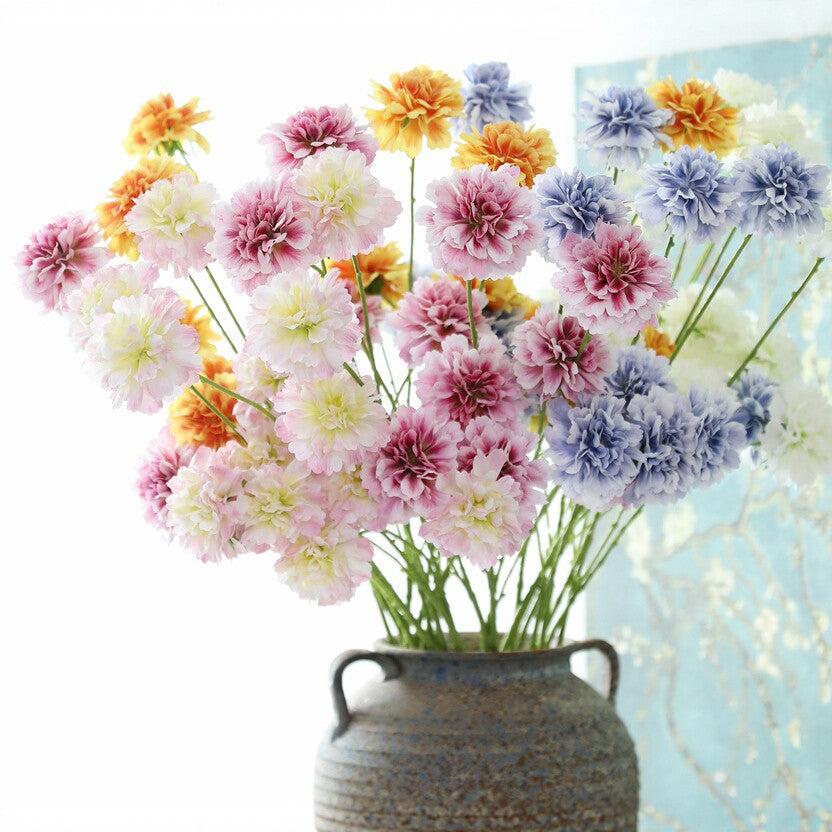 Fleurs artificielles Scabieuse, bouquet de 3 têtes, 80 cm, soie, décoration intérieure, mariage, maison