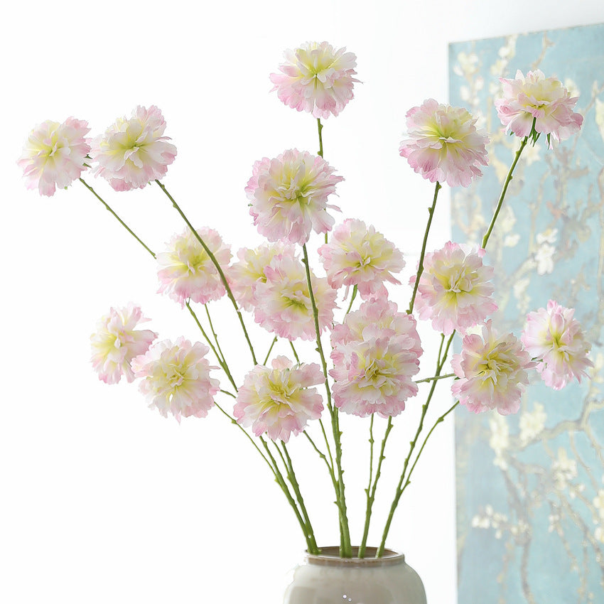 Fleurs artificielles Scabieuse, bouquet de 3 têtes, 80 cm, soie, décoration intérieure, mariage, maison