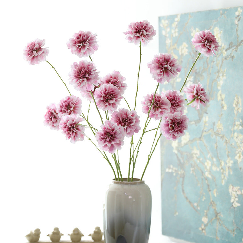 Fleurs artificielles Scabieuse, bouquet de 3 têtes, 80 cm, soie, décoration intérieure, mariage, maison
