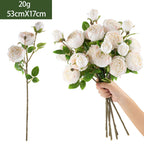Bouquet de Roses Artificielles 'Reine Marguerite', 53 cm, Soie, Décoration Élégante pour Salon, Mariage ou Cadeau