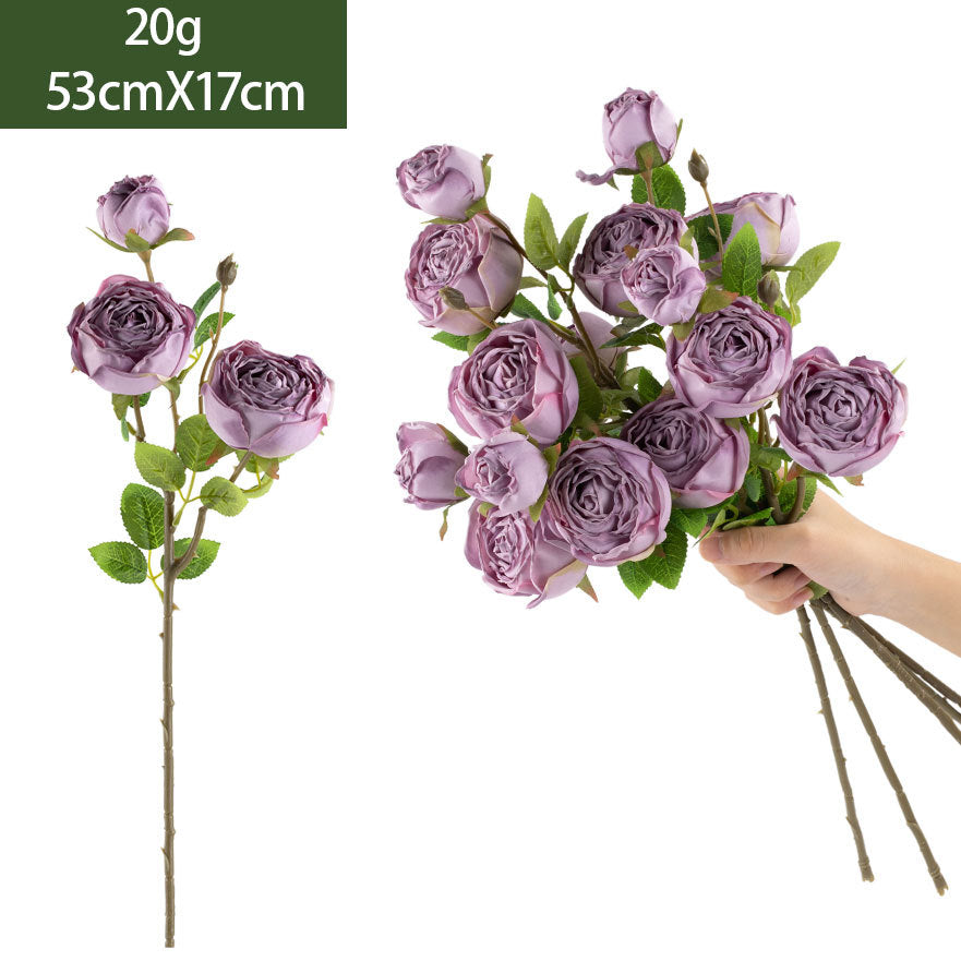 Bouquet de Roses Artificielles 'Reine Marguerite', 53 cm, Soie, Décoration Élégante pour Salon, Mariage ou Cadeau