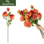 Bouquet de Roses Artificielles 'Reine Marguerite', 53 cm, Soie, Décoration Élégante pour Salon, Mariage ou Cadeau