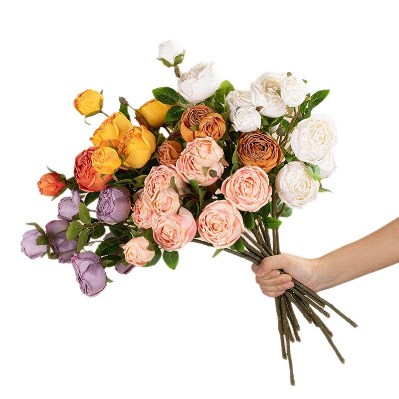 Bouquet de Roses Artificielles 'Reine Marguerite', 53 cm, Soie, Décoration Élégante pour Salon, Mariage ou Cadeau