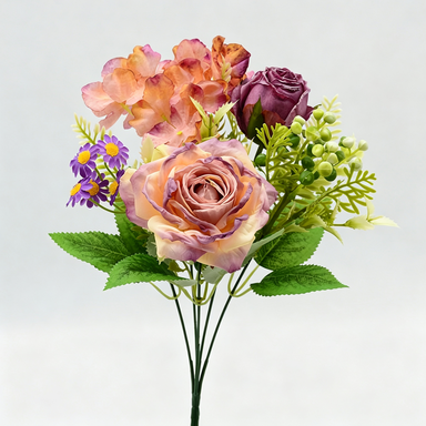 Bouquet artificiel roses vintage soyeuses 31 cm – Décor mariage, maison, terrasse, cérémonie élégante