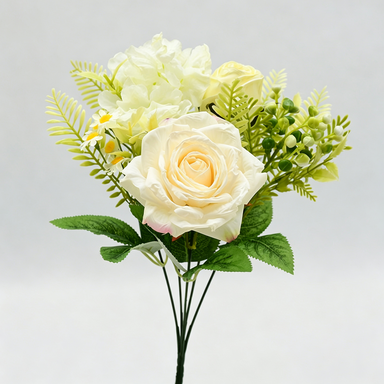 Bouquet artificiel roses vintage soyeuses 31 cm – Décor mariage, maison, terrasse, cérémonie élégante