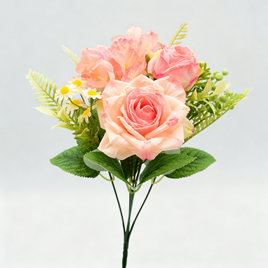 Bouquet artificiel roses vintage soyeuses 31 cm – Décor mariage, maison, terrasse, cérémonie élégante