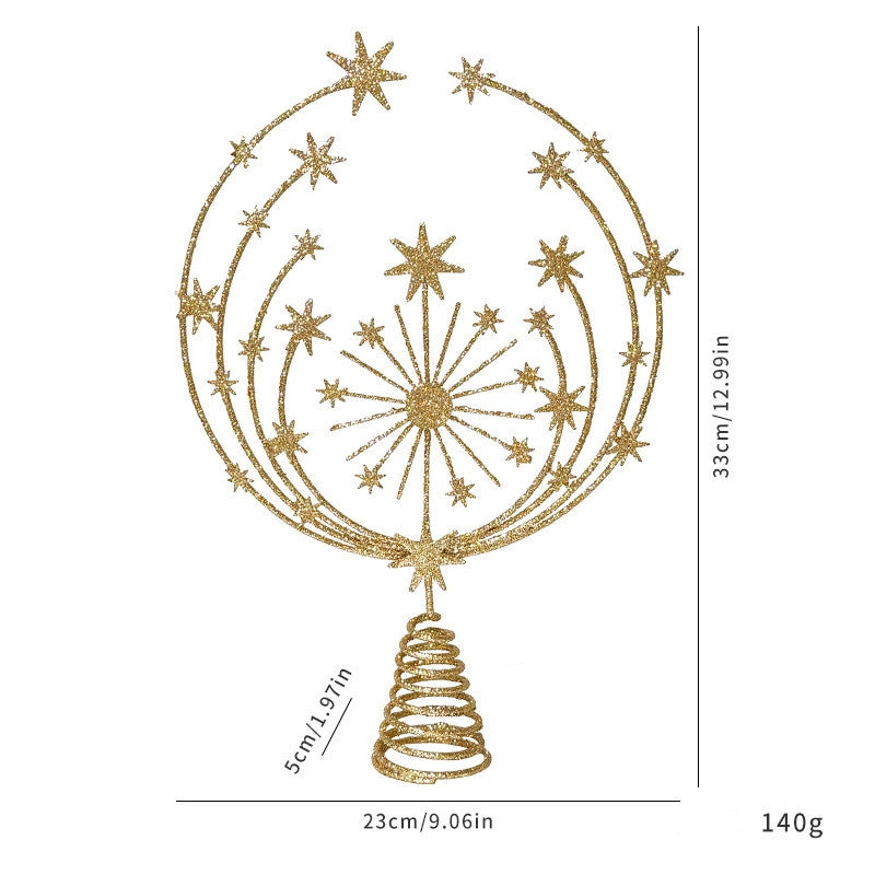 Étoile de Noël pour sapin, décoration étoile à cinq branches avec lumière, 6 modèles, dimensions en cm