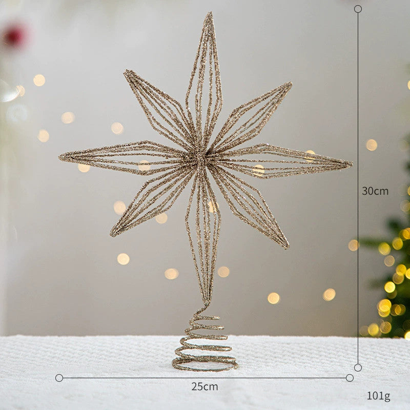 Étoile de Noël pour sapin, décoration étoile à cinq branches avec lumière, 6 modèles, dimensions en cm