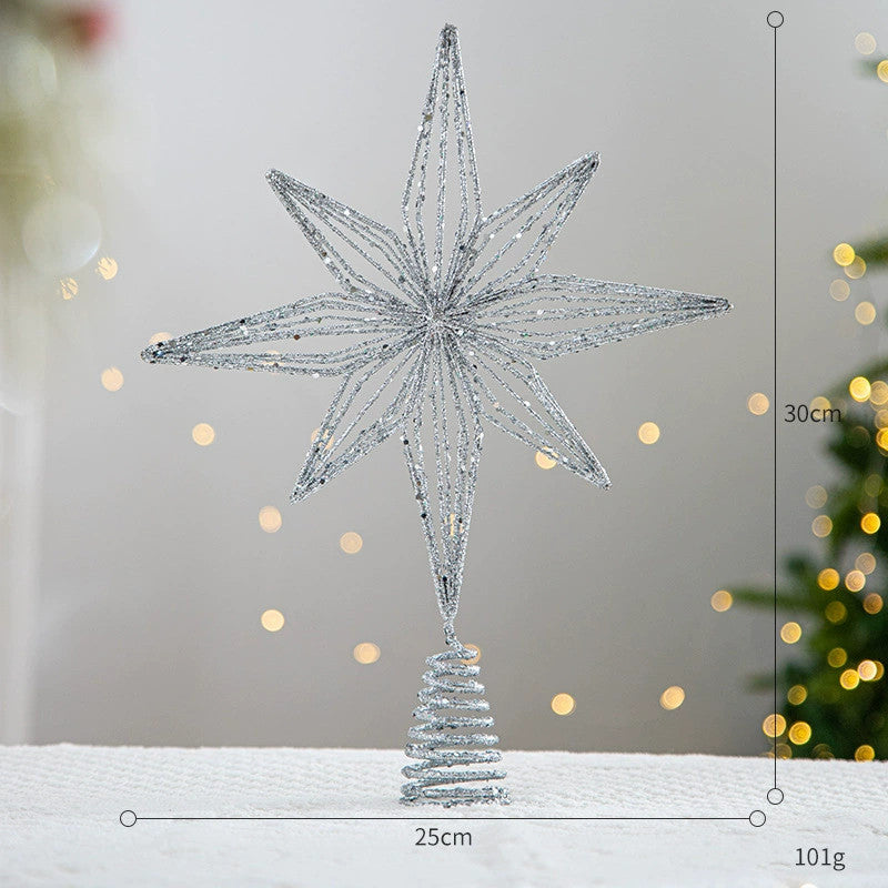 Étoile de Noël pour sapin, décoration étoile à cinq branches avec lumière, 6 modèles, dimensions en cm