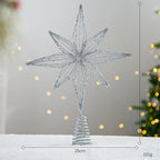 Étoile de Noël pour sapin, décoration étoile à cinq branches avec lumière, 6 modèles, dimensions en cm