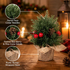 Petit sapin de Noël en toile de jute, décoration de table élégante avec pommes de pin, 3 tailles (15 cm, 20 cm, 25 cm), ambiance chaleureuse et rustique