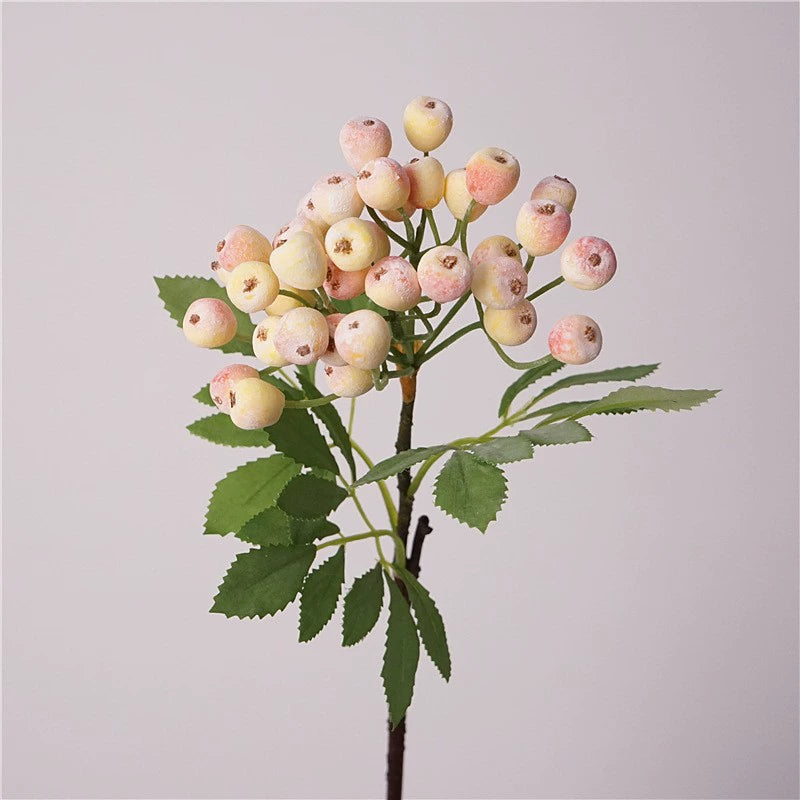 Branche décorative en soie avec baies de myrtilles, 36 cm, décoration d'intérieur élégante, style campagne française, pour maison, hôtel ou mariage