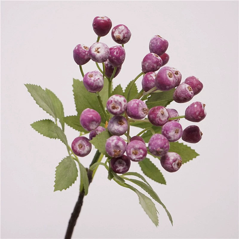 Branche décorative en soie avec baies de myrtilles, 36 cm, décoration d'intérieur élégante, style campagne française, pour maison, hôtel ou mariage