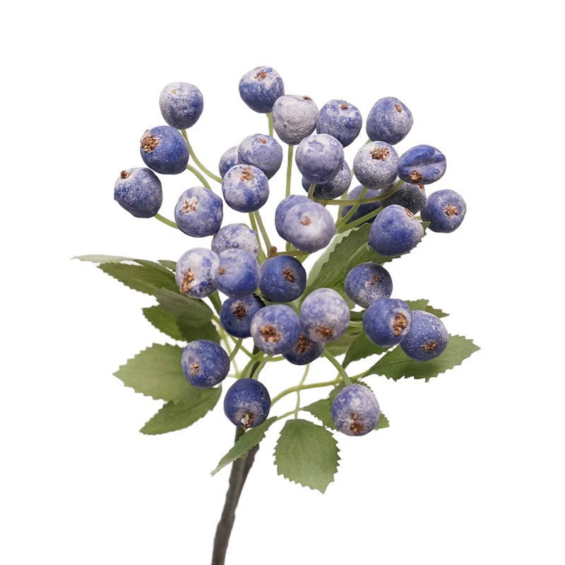Branche décorative en soie avec baies de myrtilles, 36 cm, décoration d'intérieur élégante, style campagne française, pour maison, hôtel ou mariage