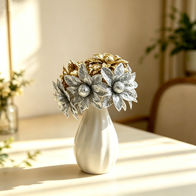 Fleurs artificielles sauvages dorées et argentées, 5 cm, pack de 60 têtes, décoration florale pour mariage, maison et vitrine