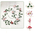 Guirlande de fête en fleurs artificielles, baies de poinsettia rouges et blanches, décoration élégante pour intérieur, longueur 175 cm
